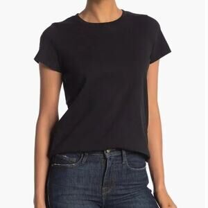 NWT Madewell Curved Hem Relaxed Fit Cotton Short Sleeve T-Shirt XXS Black #2951